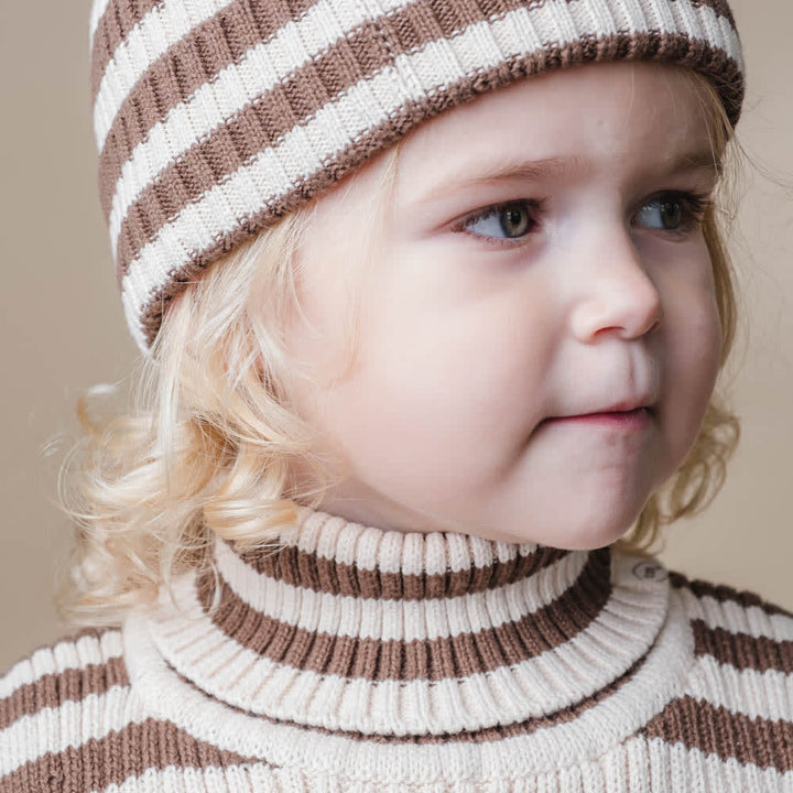 That's Mine Ivan neckwarmer - Brown stripe - 100% Organic cotton