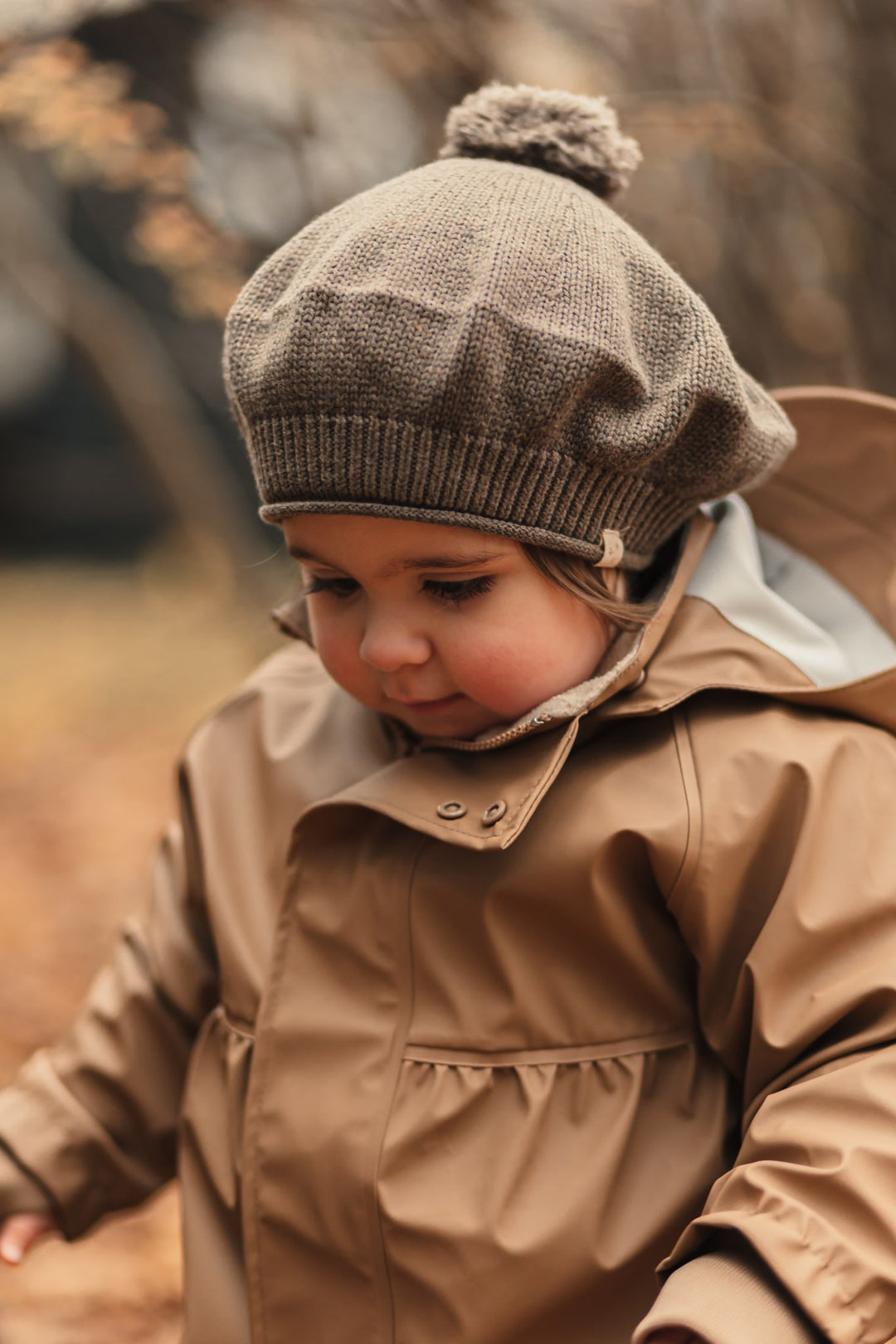 Cher knitted beret - Earth brown melange