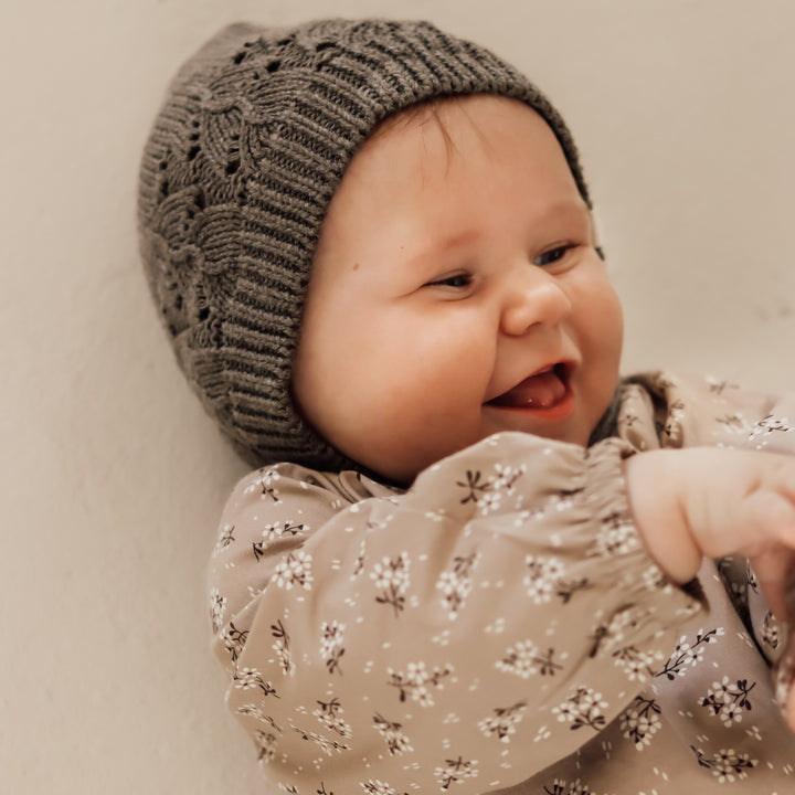 Bonnette Knitted pointelle helmet - Earth brown melange